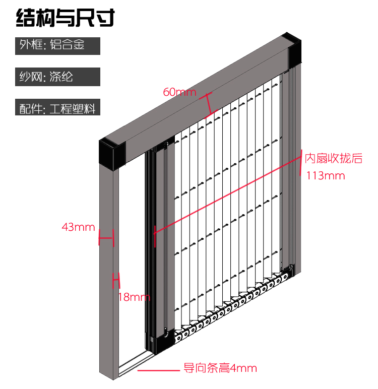 无轨隐形纱门